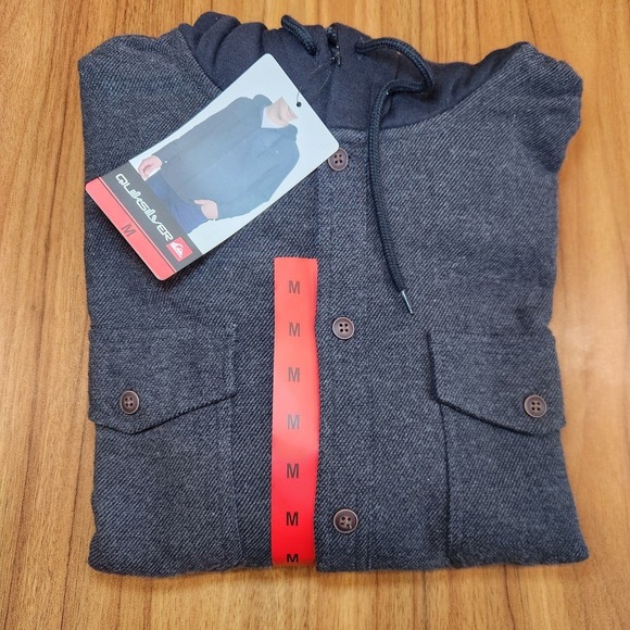 Quiksilver Men's Hooded Flannel,‎ Hood With Drawstring, Midweight, Black Medium - Picture 4 of 4